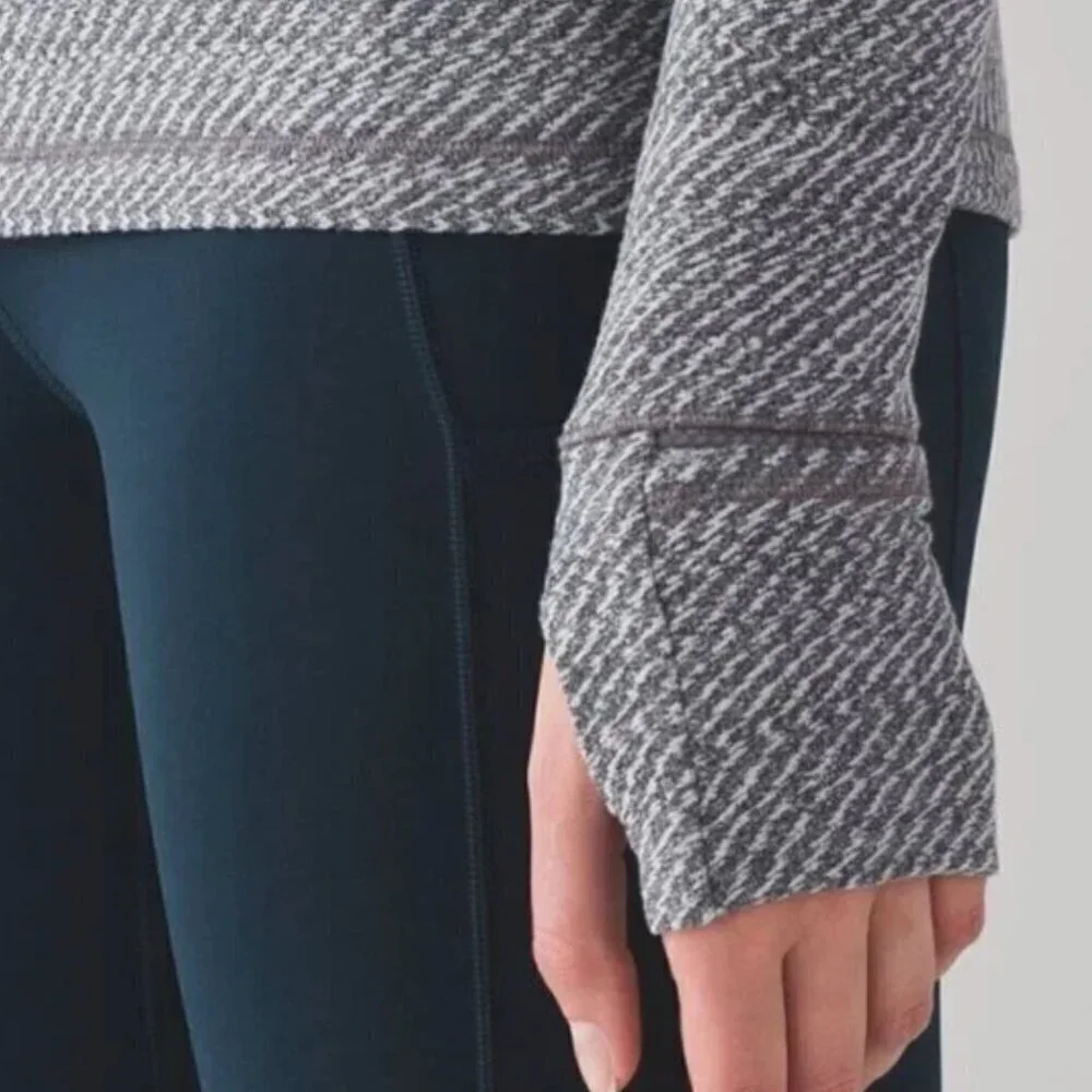 Lululemon Outrun 1/2 Zip Hazy Heather Heathered White Heathered Black | …